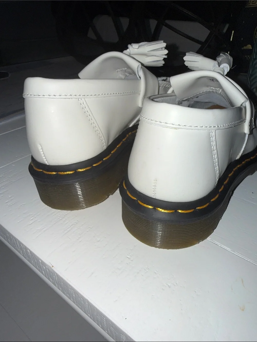 Dr. Martens White Tassel Kiltie Loafers